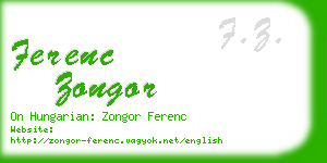 ferenc zongor business card